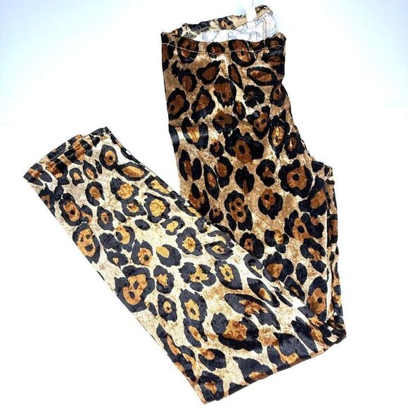 Leopard Print Velvet Pants – Retro Glam Stretchy Skinny Trousers - Picture 5 of 8